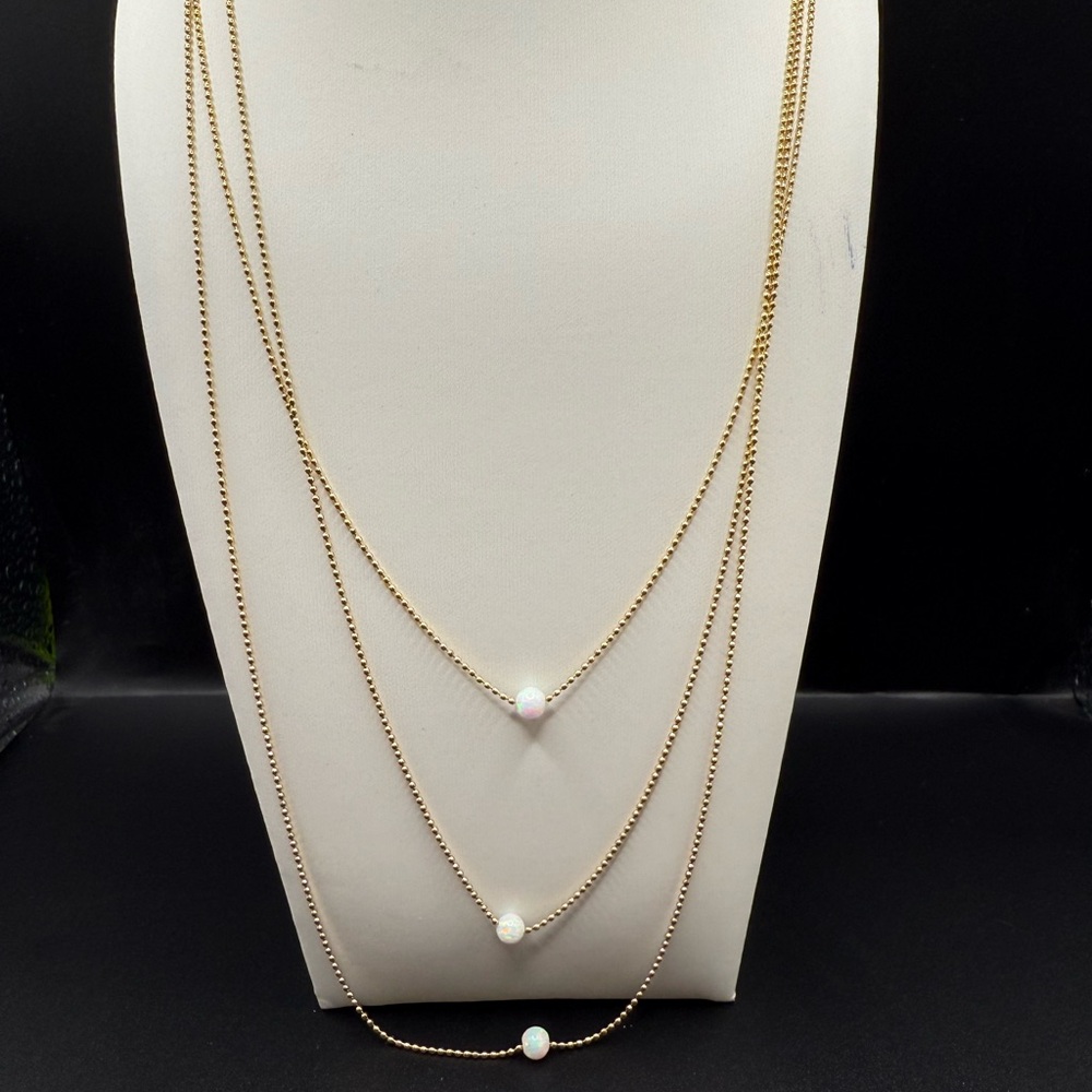 Elegant Gold Layered Necklace with Opal Accents